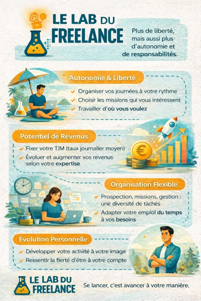 une infographie sur les avantages du freelance