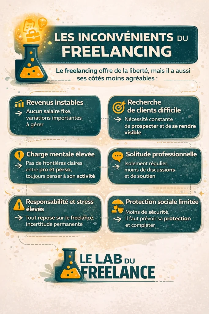 une infographie sur les inconvénients du freelance