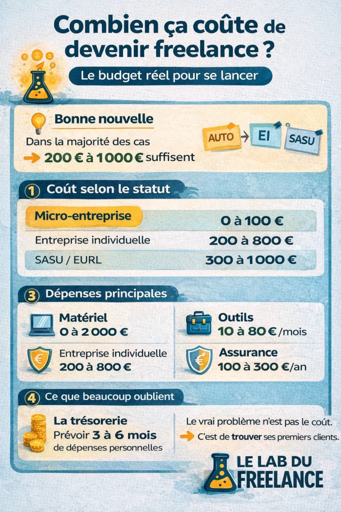 une infographie sur le coup devenir freelance 2026
