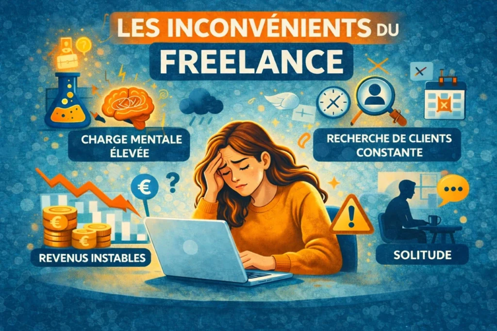 une freelance inquiète devant son pc